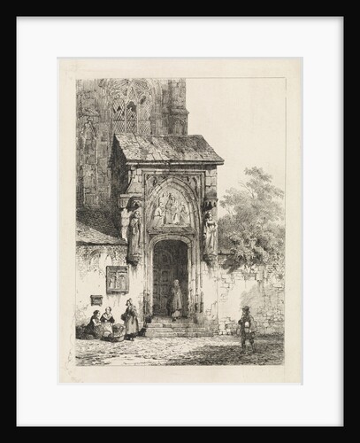 View of a church portal by Cornelis Springer