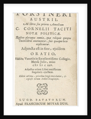 Title page for by C. Cornelii Taciti