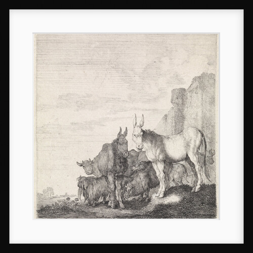 Donkeys at a wall by Moyses van Wtenbrouck