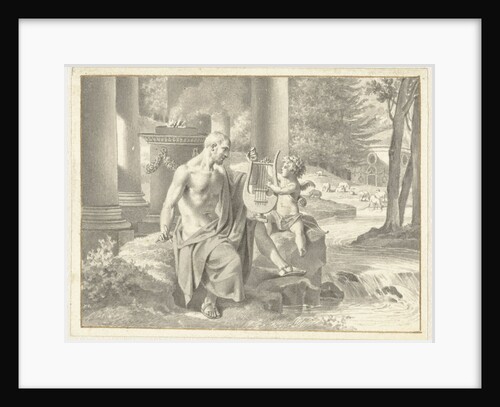 Man gets a harp from a putto by Jacques Kuyper