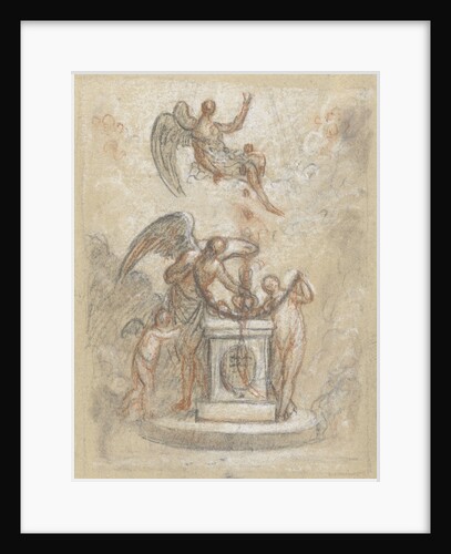 Allegory of Time and other figures around monument or altar by Anonymous