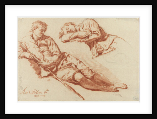 Two Studies of a Shepherd lying down by Adriaen van de Velde