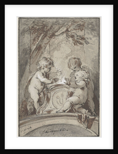 Allegory with three putti at an altar by Jacob de Wit