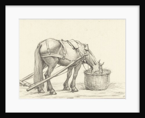 Horse eating out of a basket by Jean Bernard