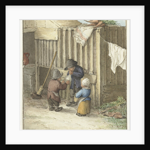 Three children playing with a pig's bladder by Jean Bernard