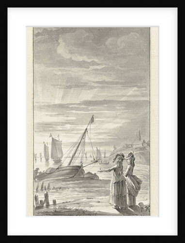 Beach with two ladies by Jacobus Buys