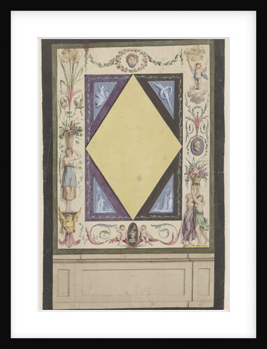 Design for a room with a diamond decoration and ornaments by Abraham Meertens