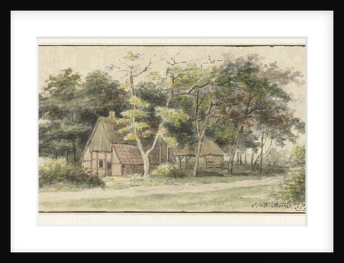 Farm between trees by Cornelis Bernardus Buijs
