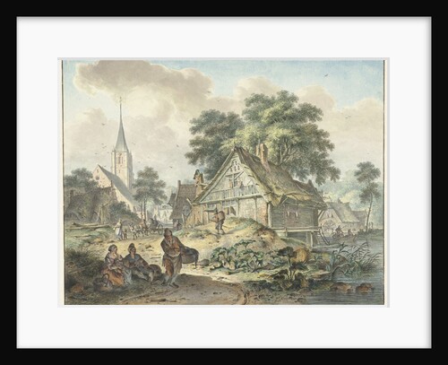 Dilapidated house and village church by Hendrik Meijer