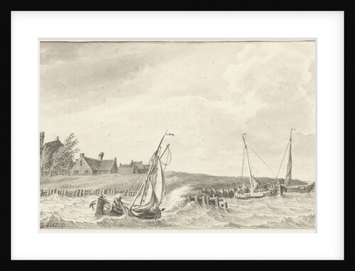 Boats at a dike by Tako Hajo Jelgersma