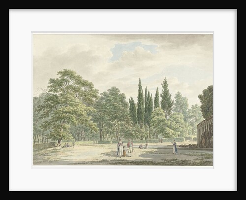 Hikers on a terrace of the Villa Conti to Frascati by Daniël Dupré