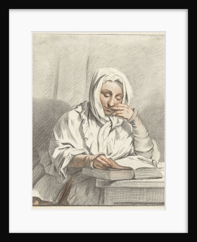 Reading young woman at a table by Taco Scheltema I