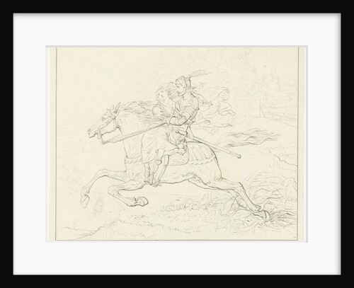Knight with a woman on horseback by Louis Moritz
