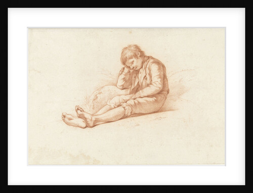 Sitting boy with arms under head by Abraham Johannes Ruytenschildt