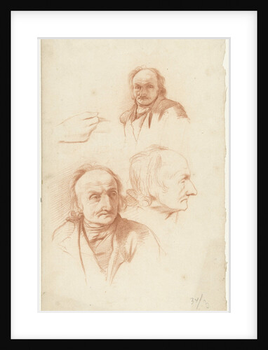 Three studies of the head of an old man and a hand by Abraham Johannes Ruytenschildt