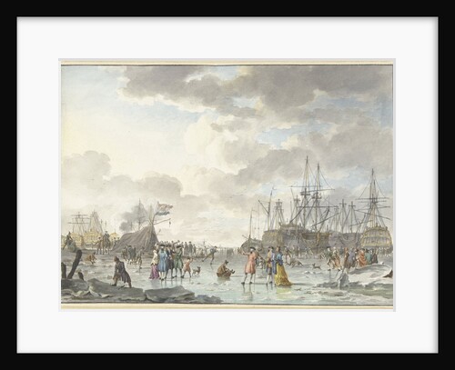 Frost Fair on a Frozen River with Ships by Hendrik Kobell