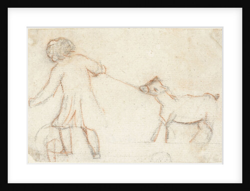 Child with a goat on a rope by Simon Andreas Krausz