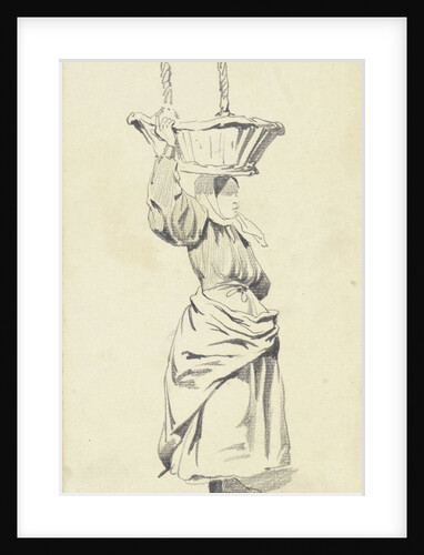 Woman standing with basket on head by Pieter van Loon