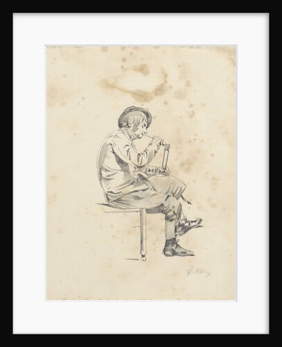Man lighting his pipe by Pieter van Loon