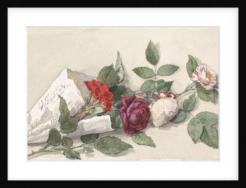 Bouquet of roses and geranium by Willem de Famars Testas