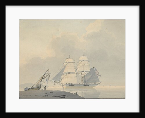 Sailing ship in still water by Lodewijk Gilles Haccou