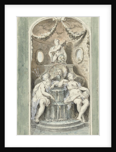 Design for a decorative painting with a fountain by Dionys van Nijmegen