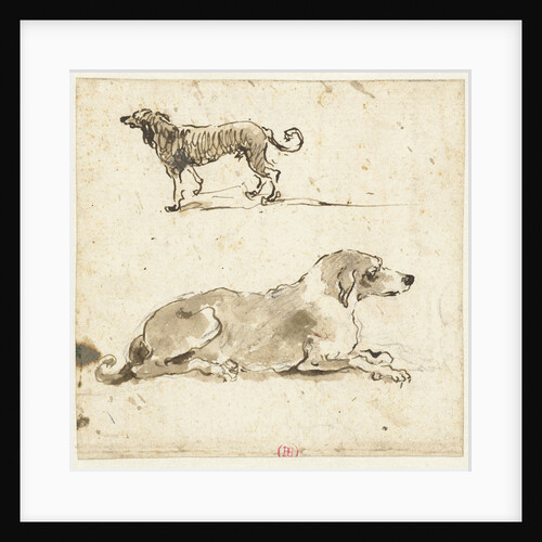 Reclining and a running dog by Francesco Guardi