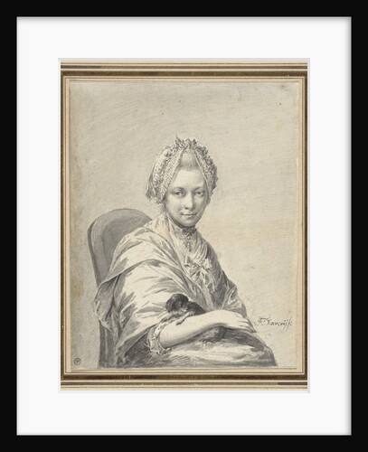 Portrait of a Young Woman with a dog by Franciscus Xaverius Xavery