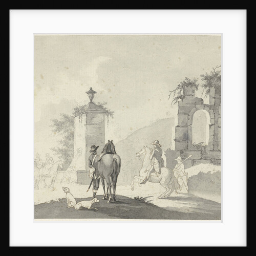 Riders at a water hole by Anonymous