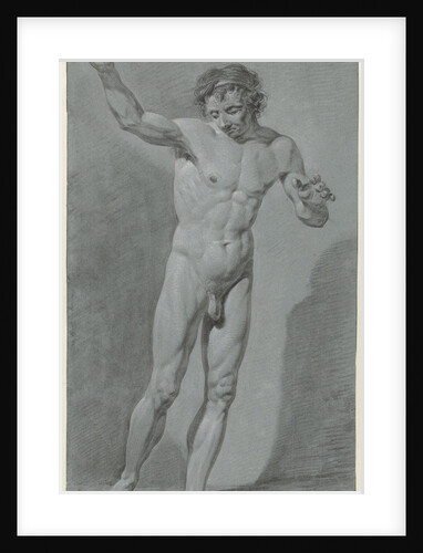 Standing male nude by Hermanus Fock