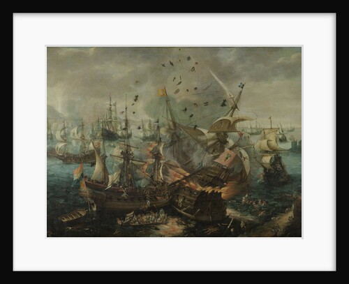 The Explosion of the Spanish Flagship during the Battle of Gibraltar by Cornelis Claesz. van Wieringen