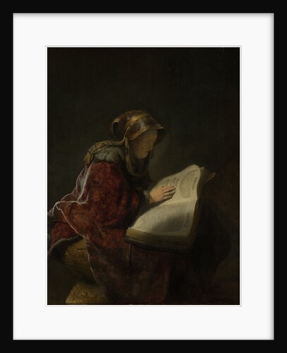 An Old Woman Reading by Rembrandt Harmensz. van Rijn