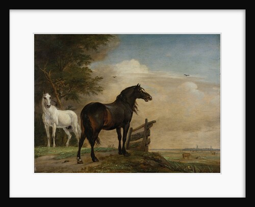 Two Horses in a Meadow near a Gate by Paulus Potter