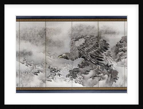Bald eagle on a rock on the coast, Kishi ryo by Ganryo