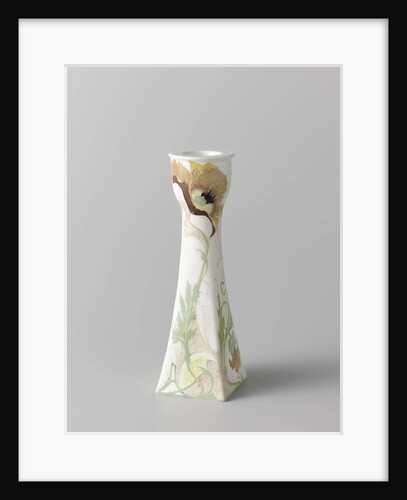 Porcelain candlestick painted with flowers by Sam Schellink