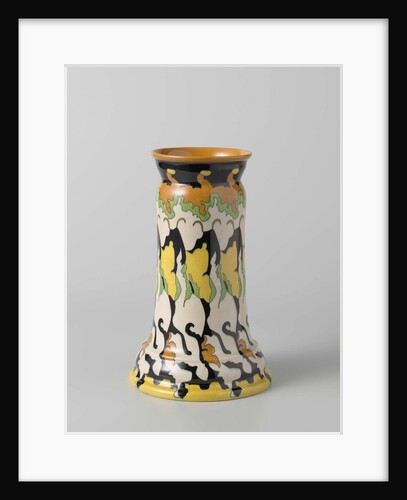 Vase, conically shaped, with multi-colored decor by Willem Elstrodt