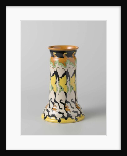 Vase, conically shaped, with multi-colored decor by Willem Elstrodt