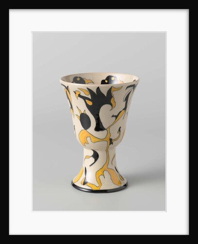 Vase, cup-shaped, with decor in black and yellow by Albert Peters