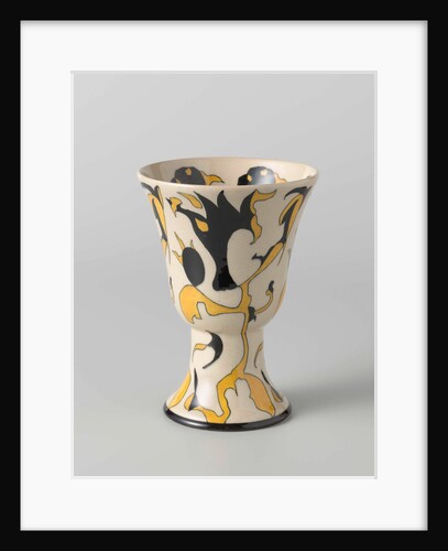 Vase, cup-shaped, with decor in black and yellow by Albert Peters