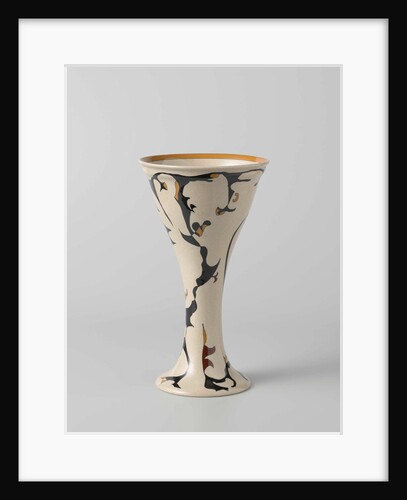 Tulips Vase with decor in black, tan and brown by Willem Elstrodt