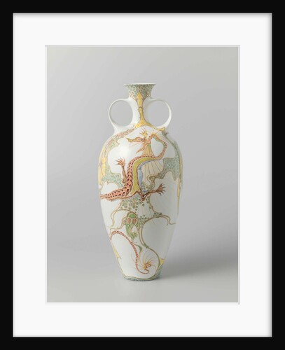Vase of porcelain decorated with dragon by J.L. Verhoog