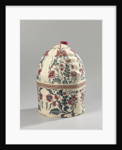 Cap with painted floral design by Anonymous