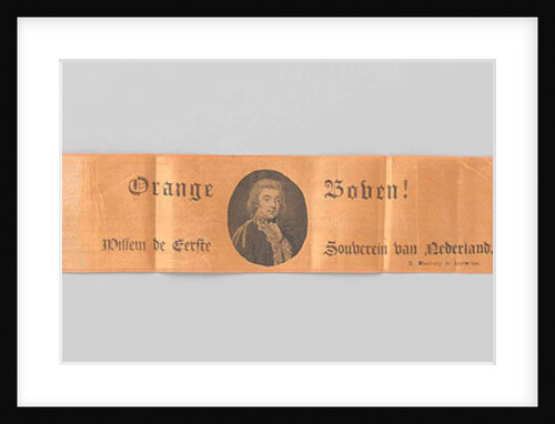 Orange satin ribbon, which in dotted carving an oval Portrait of Crown Prince Willem Frederik by Anonymous
