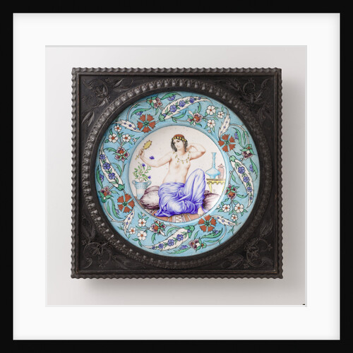 Wallplate with sitting in pillows odalisque, Théodore Deck by François Ehrmann