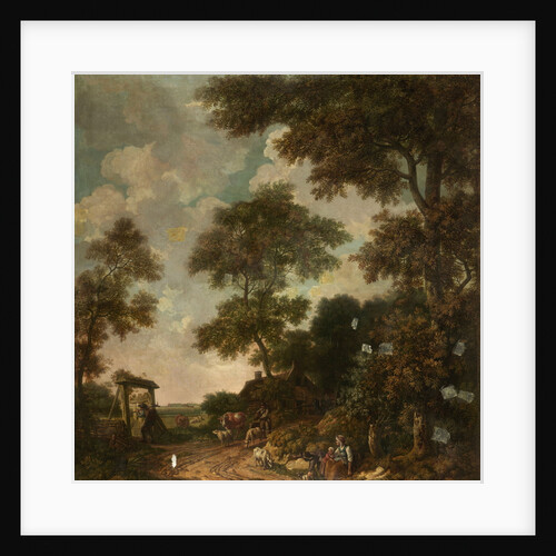 Painted wallpaper of a Dutch Landscape with a sand road by Jurriaan Andriessen