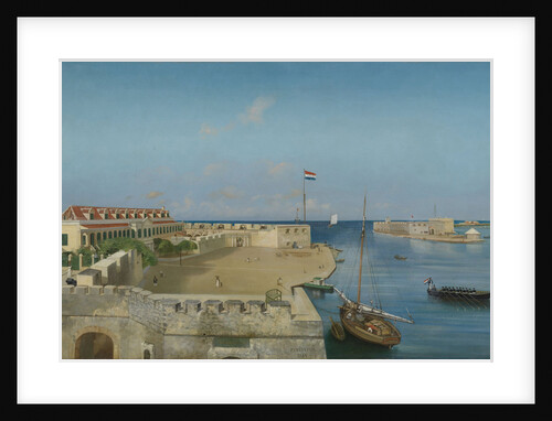 The harbor entrance of Willemstad with the Government Palace, Curaçao by Prosper Crébassol