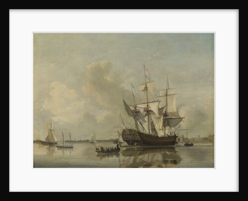 The National Frigate Rotterdam on the Meuse near Rotterdam Still Water, The Netherlands by Nicolaas Baur