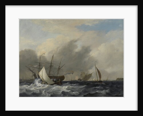 Dutch Man-of-War Amsterdam on the western side of the Quay on Het IJ before Amsterdam, The Netherlands by Nicolaas Baur