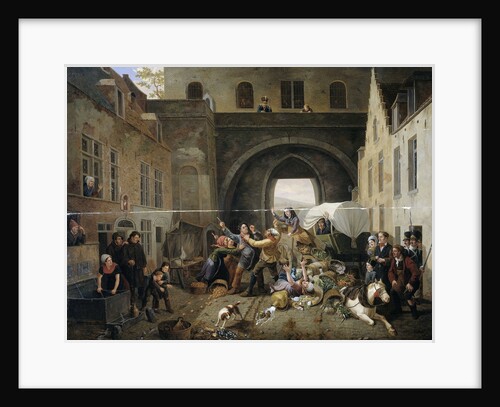 A Collision at the Halpoort in Brussels (Alcohol Smuggling), Belgium by Constantinus Fidelio Coene