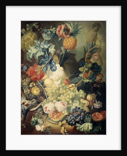 Still Life with Flowers, Fruit and Birds by Jan van Os